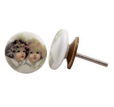 Baby Doll Flat Ceramic Drawer Knob